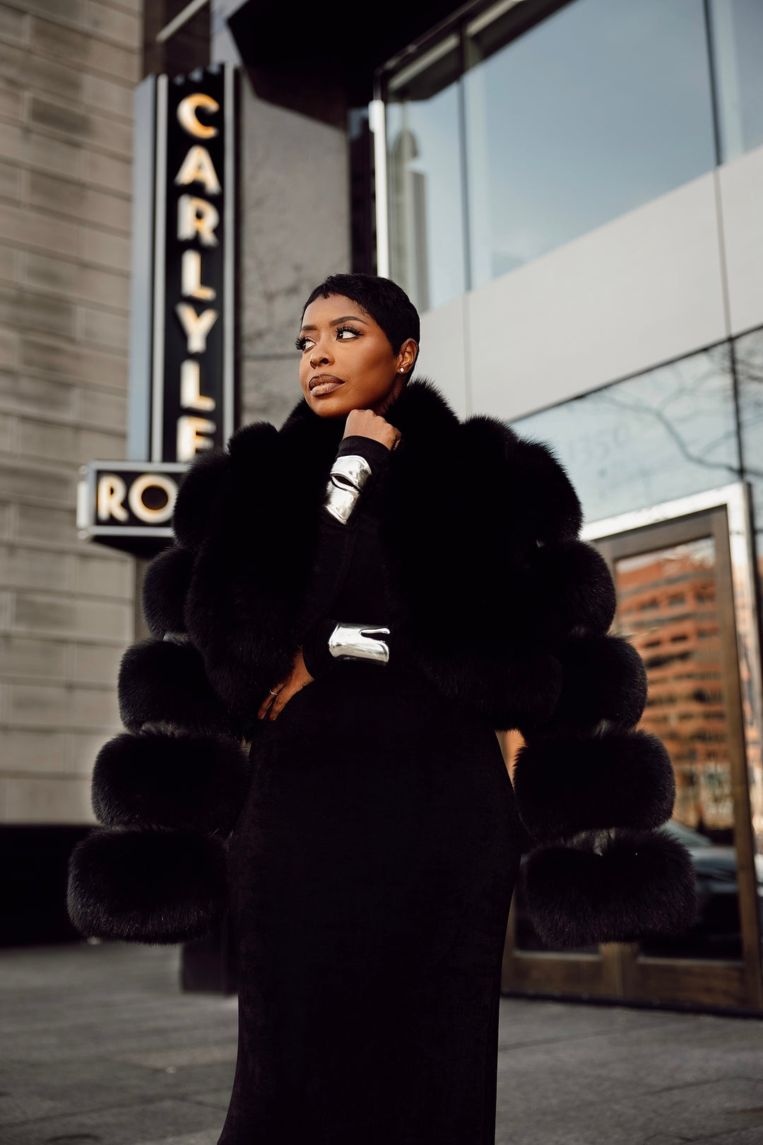 The “Janell” Black Fox Crop Jacket