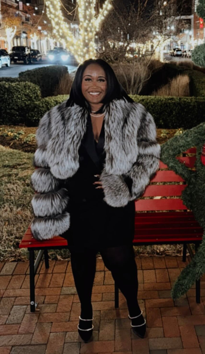 The “Simone” Rich Auntie Silver Fox Bomber