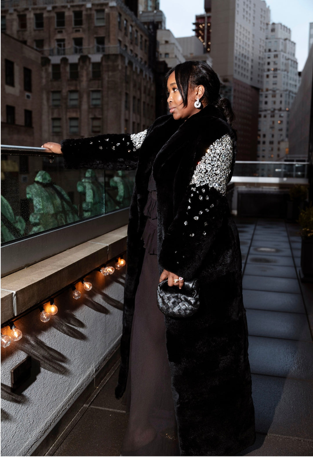 The “Nas” Embellished Sleeve Full Length Fur