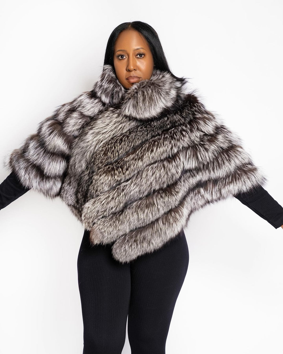 The "Mary" Fox Fur Poncho's (5 Colors) One size fits Small - 2xl