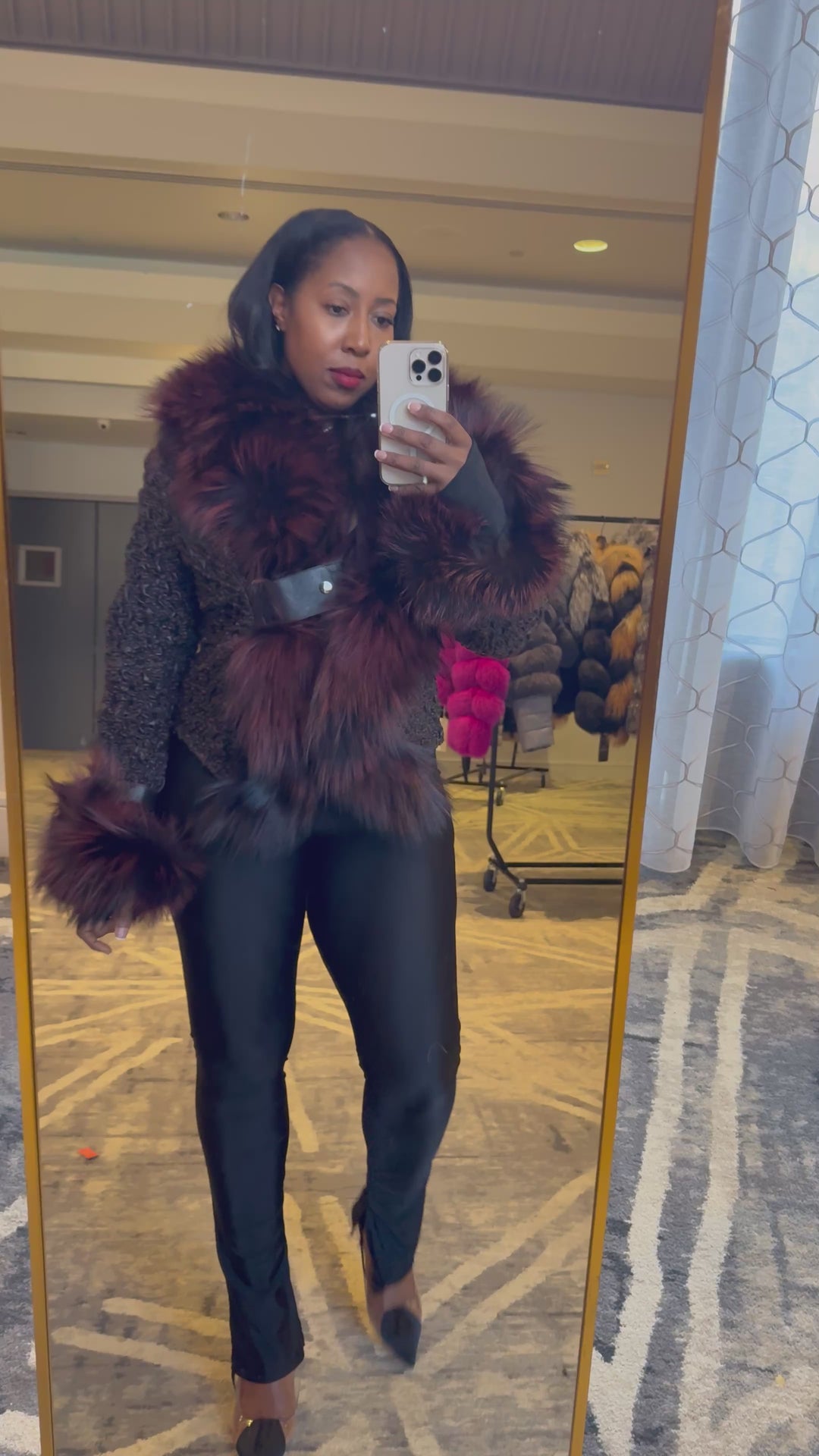 The “Shavon” bubble leather Fox Jacket