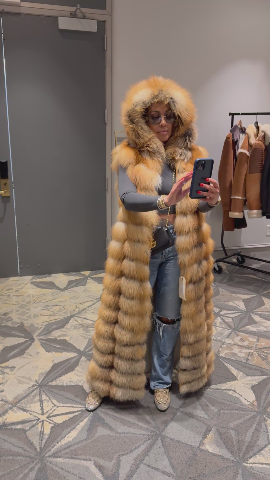 The “Roz-Haven” Red Fox Full Length Vest