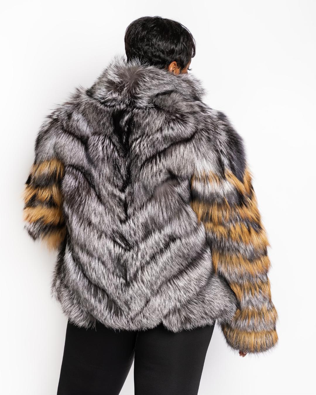 The "Kimber" Silver/Red Fox Combo Jacket (custom created only)