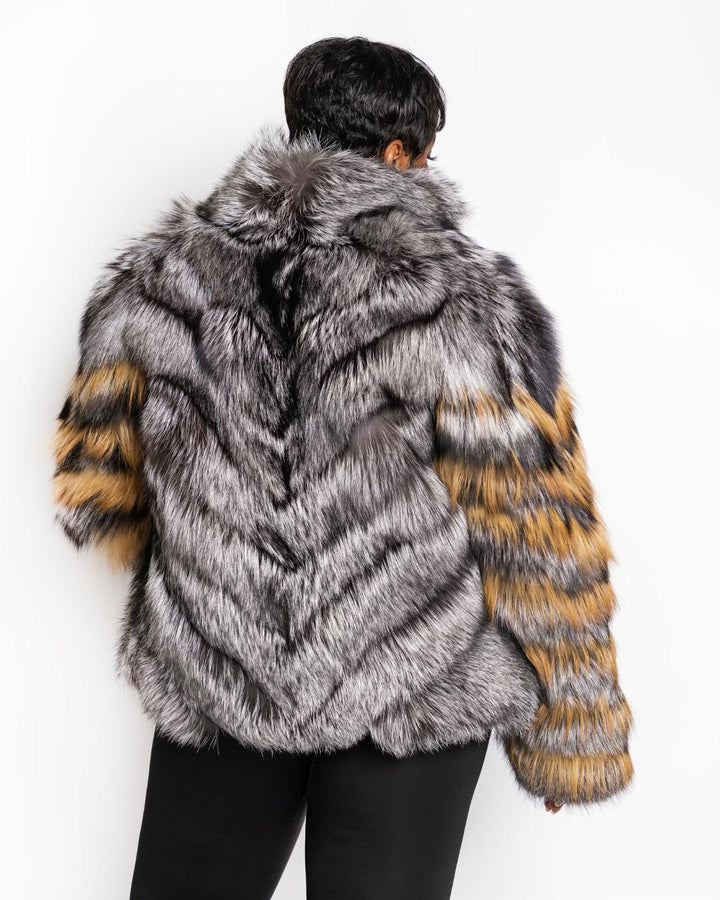 The "Kimber" Silver/Red Fox Combo Jacket (custom created only)