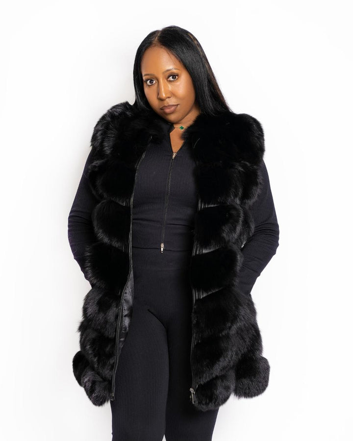 The "Tracie" Short Black Fox Fur Vest