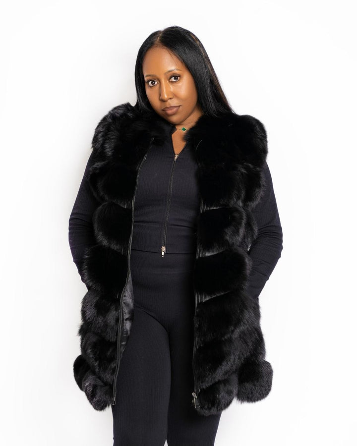 The "Tracie" Short Black Fox Fur Vest