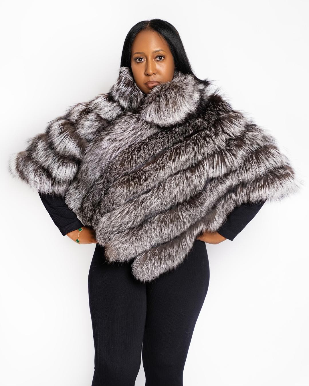 The "Mary" Fox Fur Poncho's (5 Colors) One size fits Small - 2xl