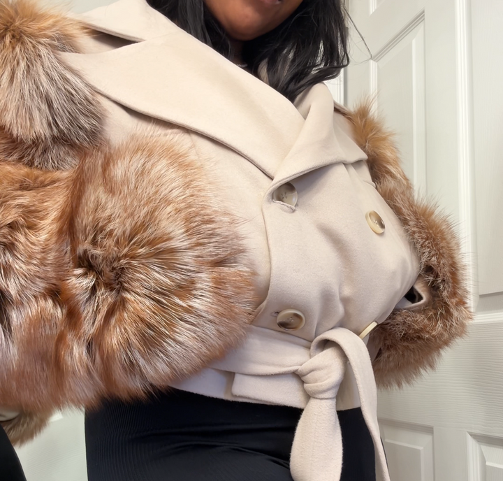 The “Bougie Crop Jacket” Custom order online only! Your size is not needed. We will call you for sizing once your order is placed! (Brown is the color I’m wearing)