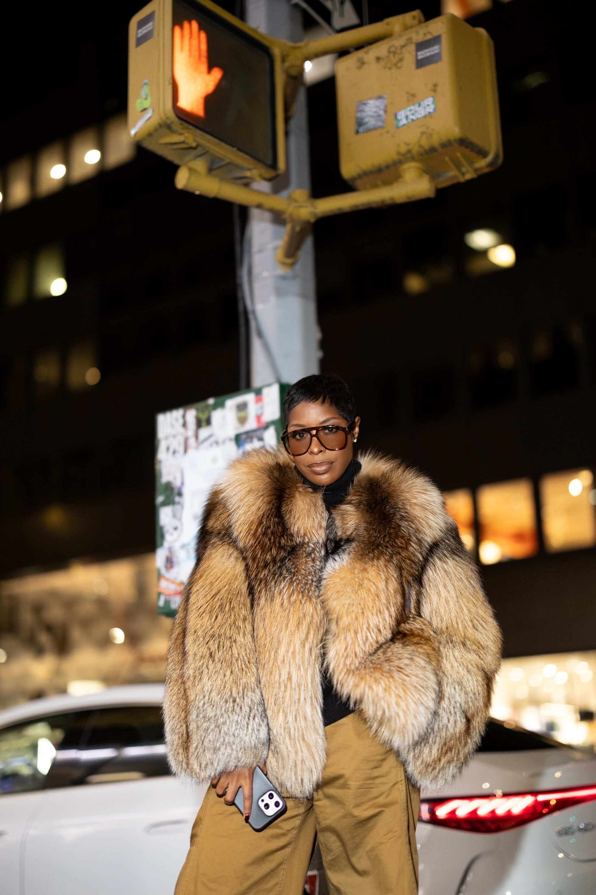 The “Jenee” Custom Crystal and Silver Fox Collarless Coat