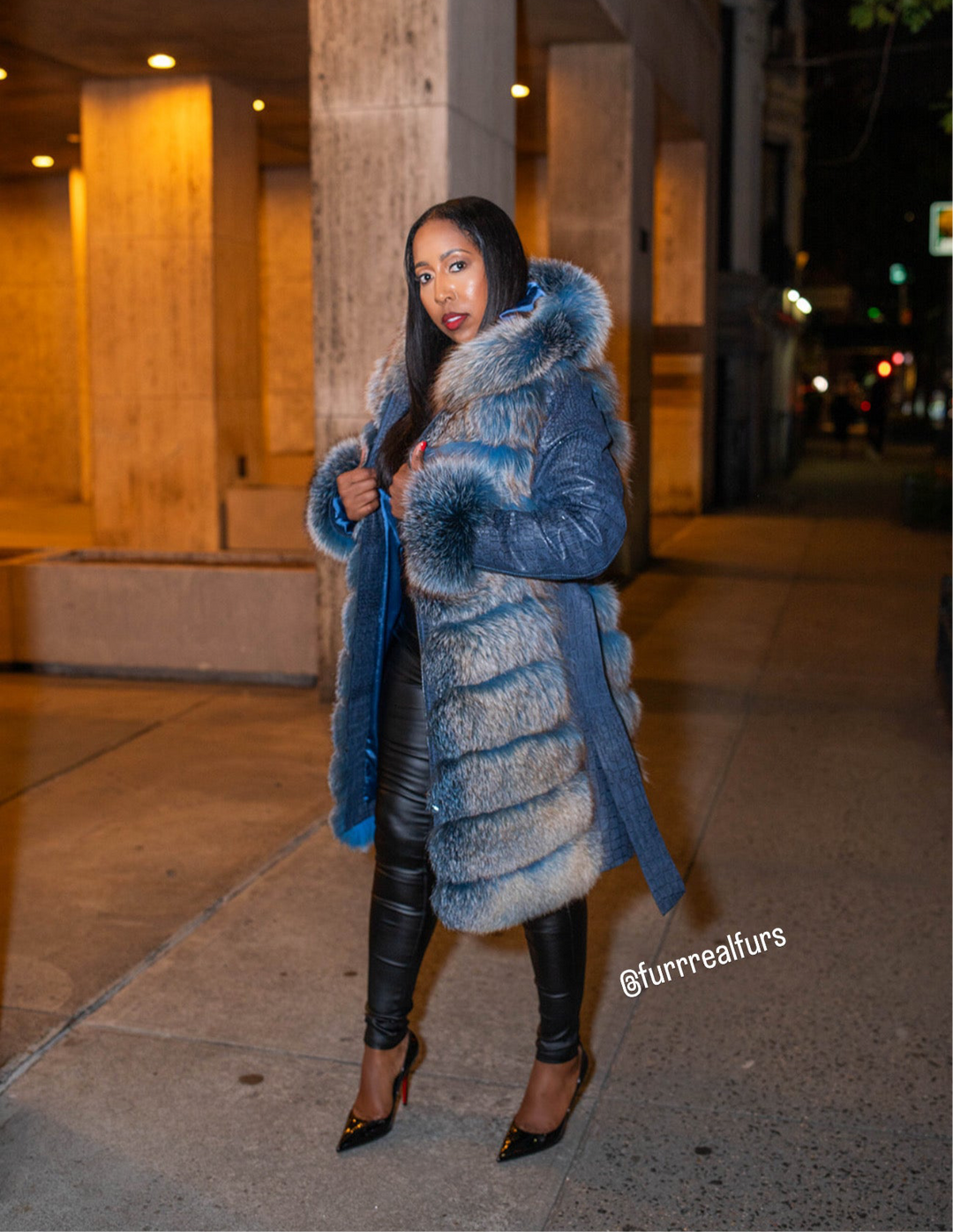 The “Tina Marie” Blue Coat/Vest Fox Jacket