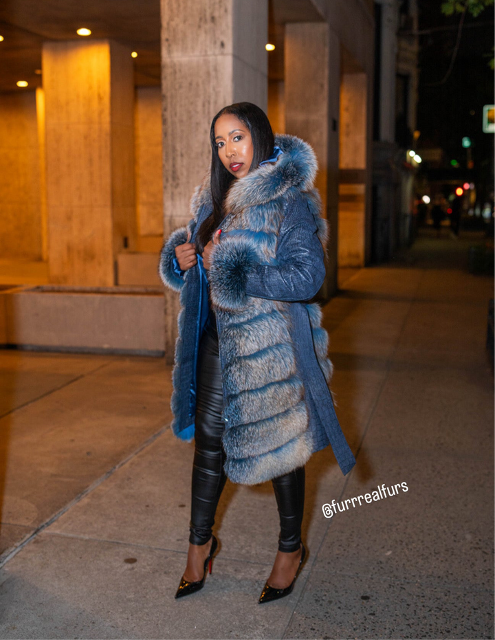 The “Tina Marie” Blue Coat/Vest Fox Jacket