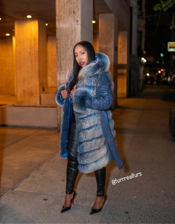 The “Tina Marie” Blue Coat/Vest Fox Jacket