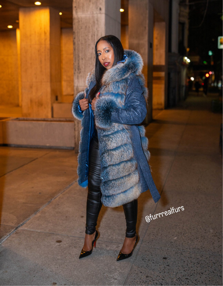 The “Tina Marie” Blue Coat/Vest Fox Jacket