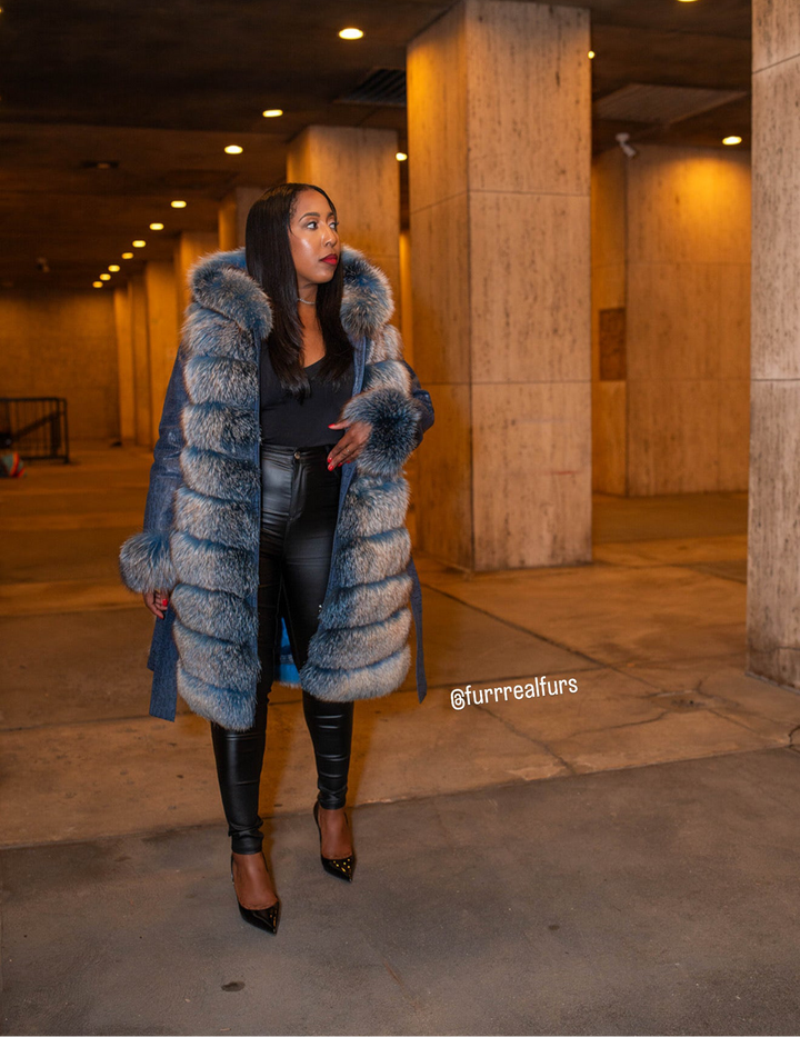 The “Tina Marie” Blue Coat/Vest Fox Jacket