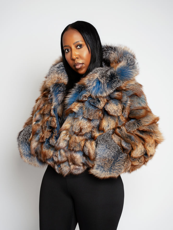 The Gabby Blue Toned Fox Bomber
