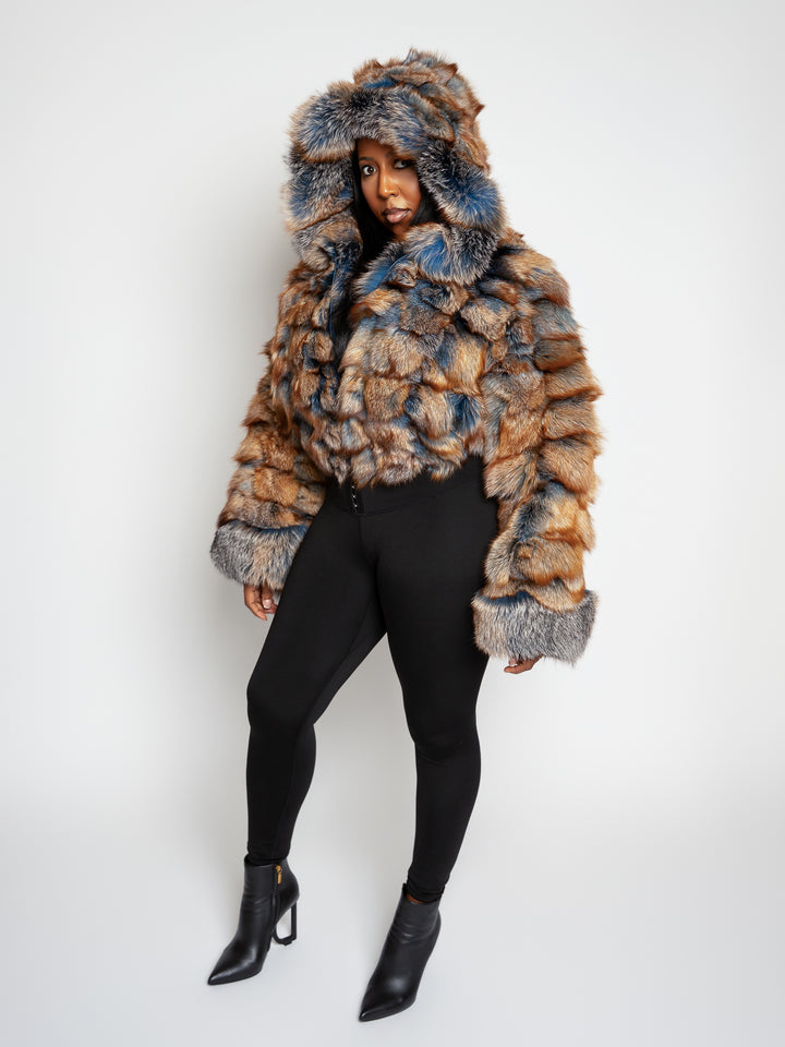 The Gabby Blue Toned Fox Bomber