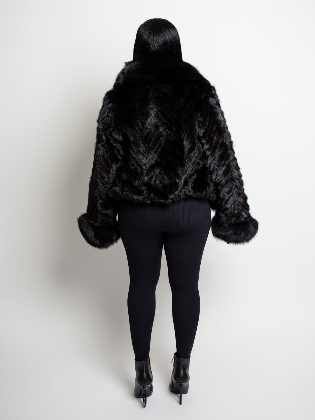 The "Yvonne" Chocolate Brown Mink and Fox Trim Bomber