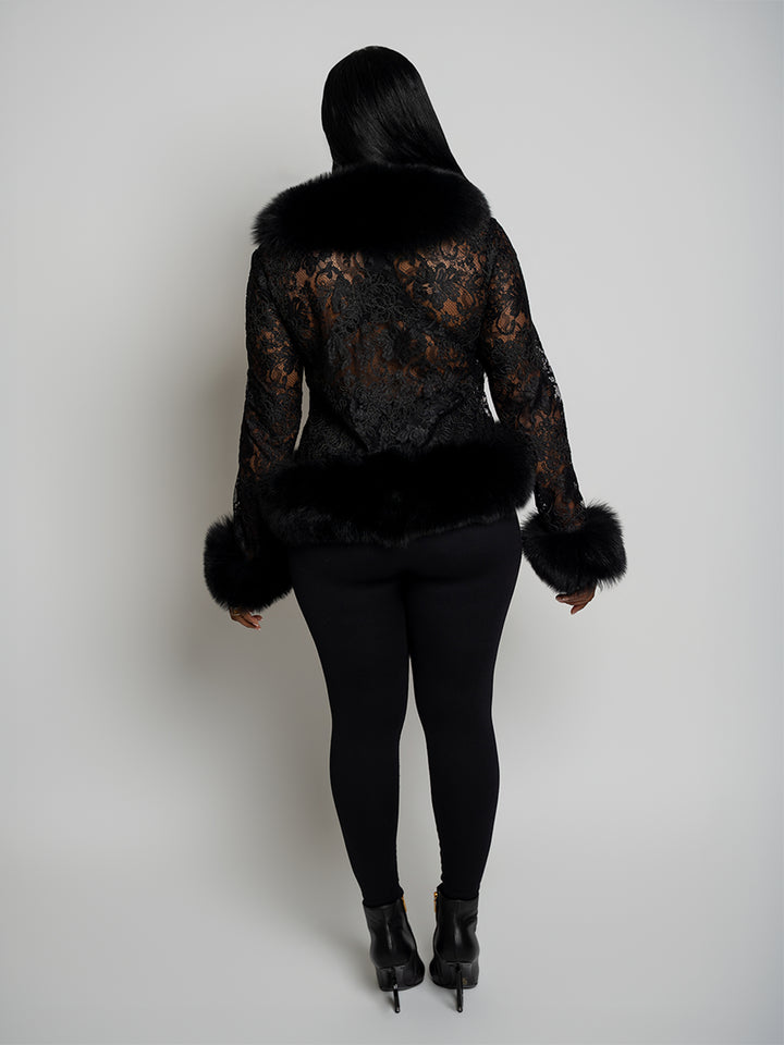 The Lace Me Up Fox Trim Top