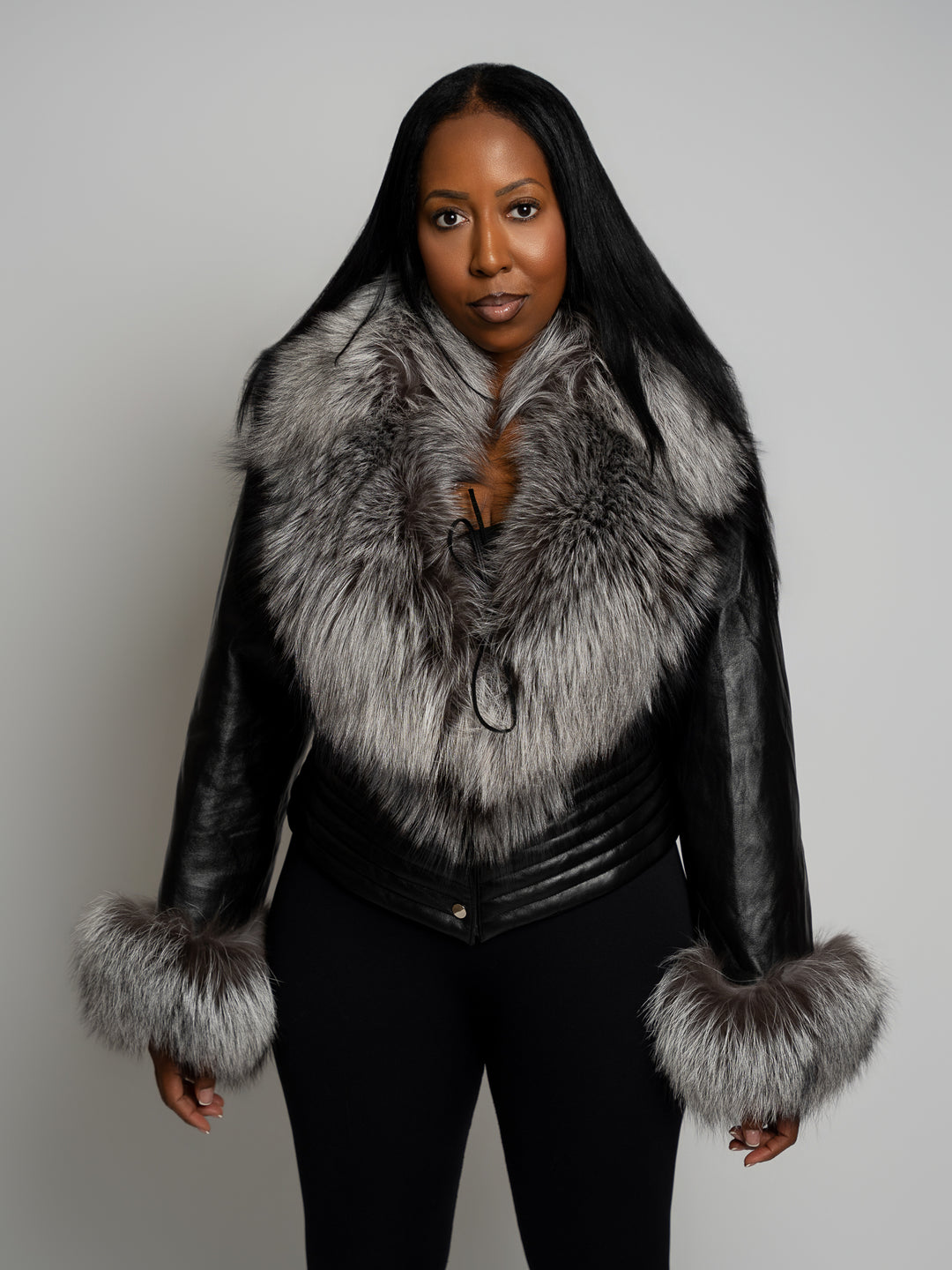The "Keami" Leather with Fox Trim Jacket