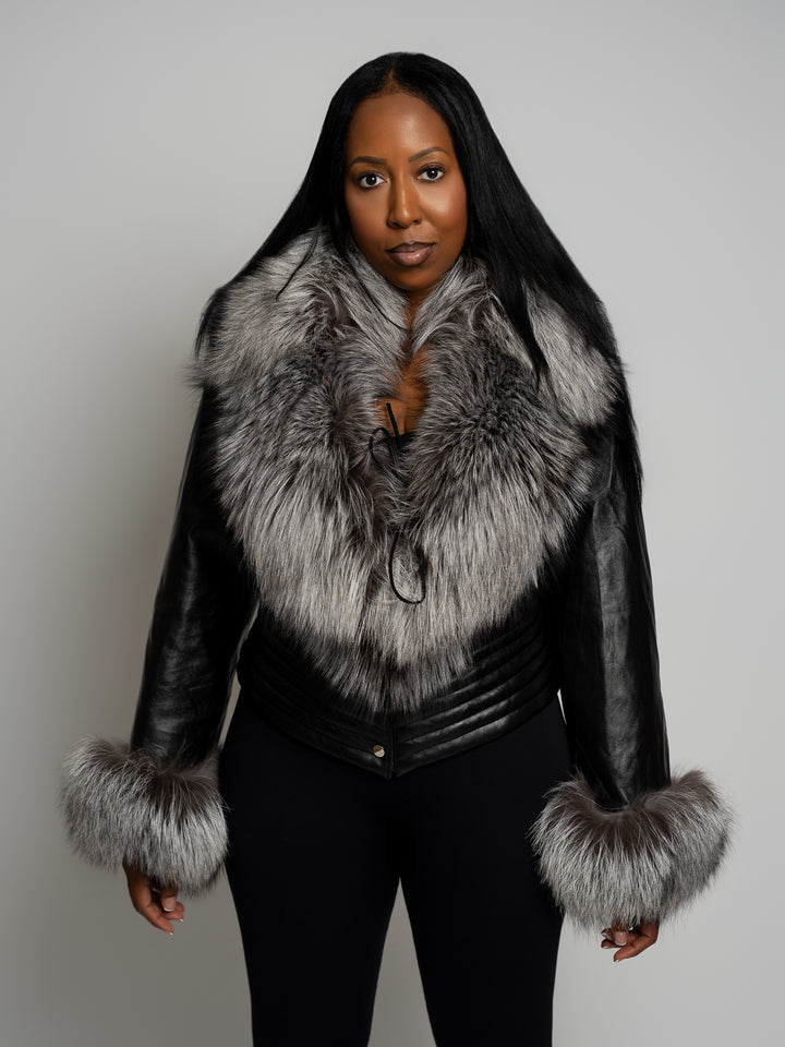 The "Keami" Leather with Fox Trim Jacket