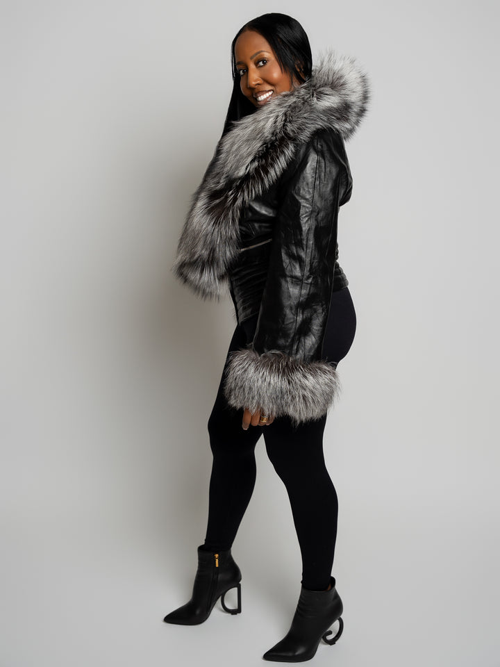The "Keami" Leather with Fox Trim Jacket