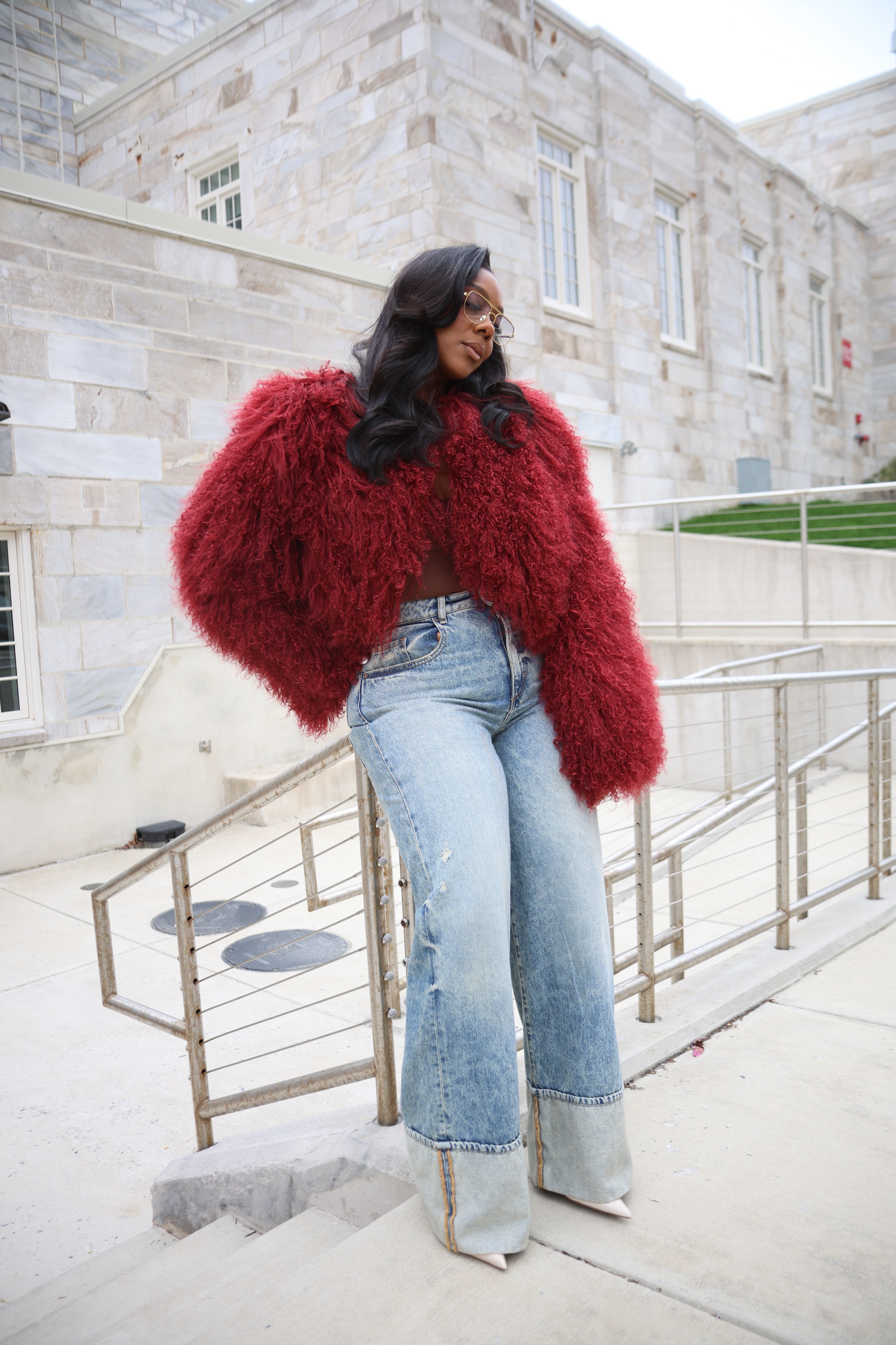 velvet fur riders jacket red 短丈 00s Y2K Evan Rabbit Fur Biker Jacket in Red: FurHatWorld