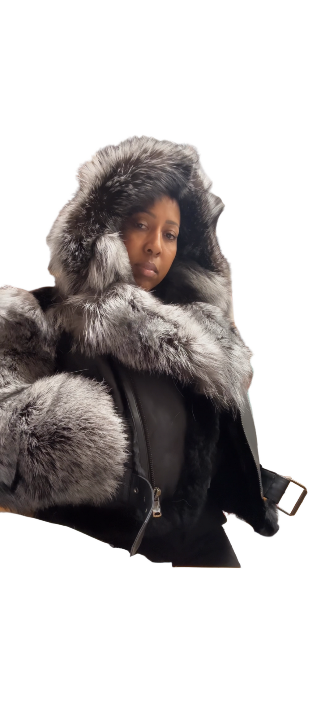 The “Jovan” Silver Fox Sleeve Motto Jacket