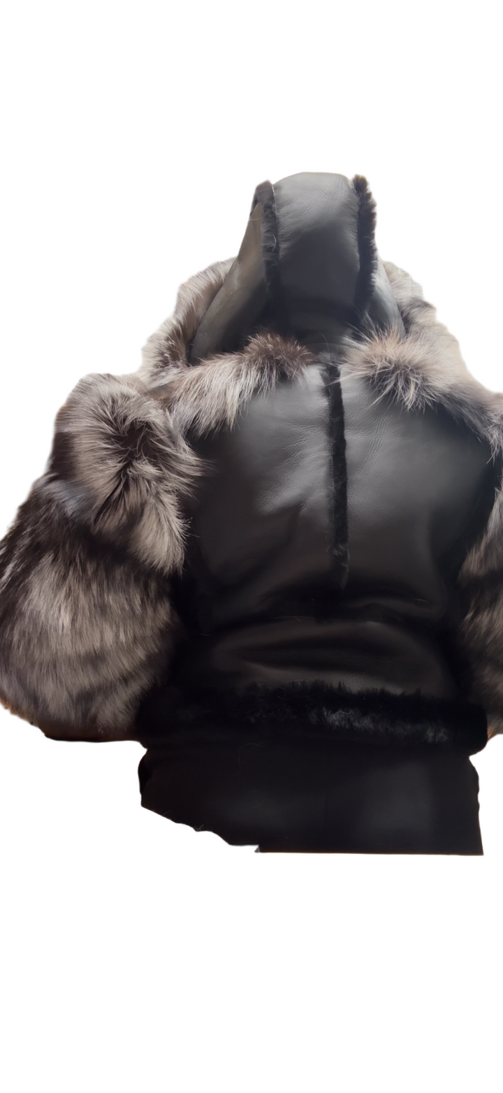 The “Jovan” Silver Fox Sleeve Motto Jacket