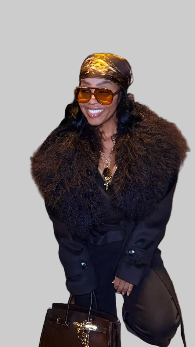 Bougie crop with Interchangeable Mongolian collar