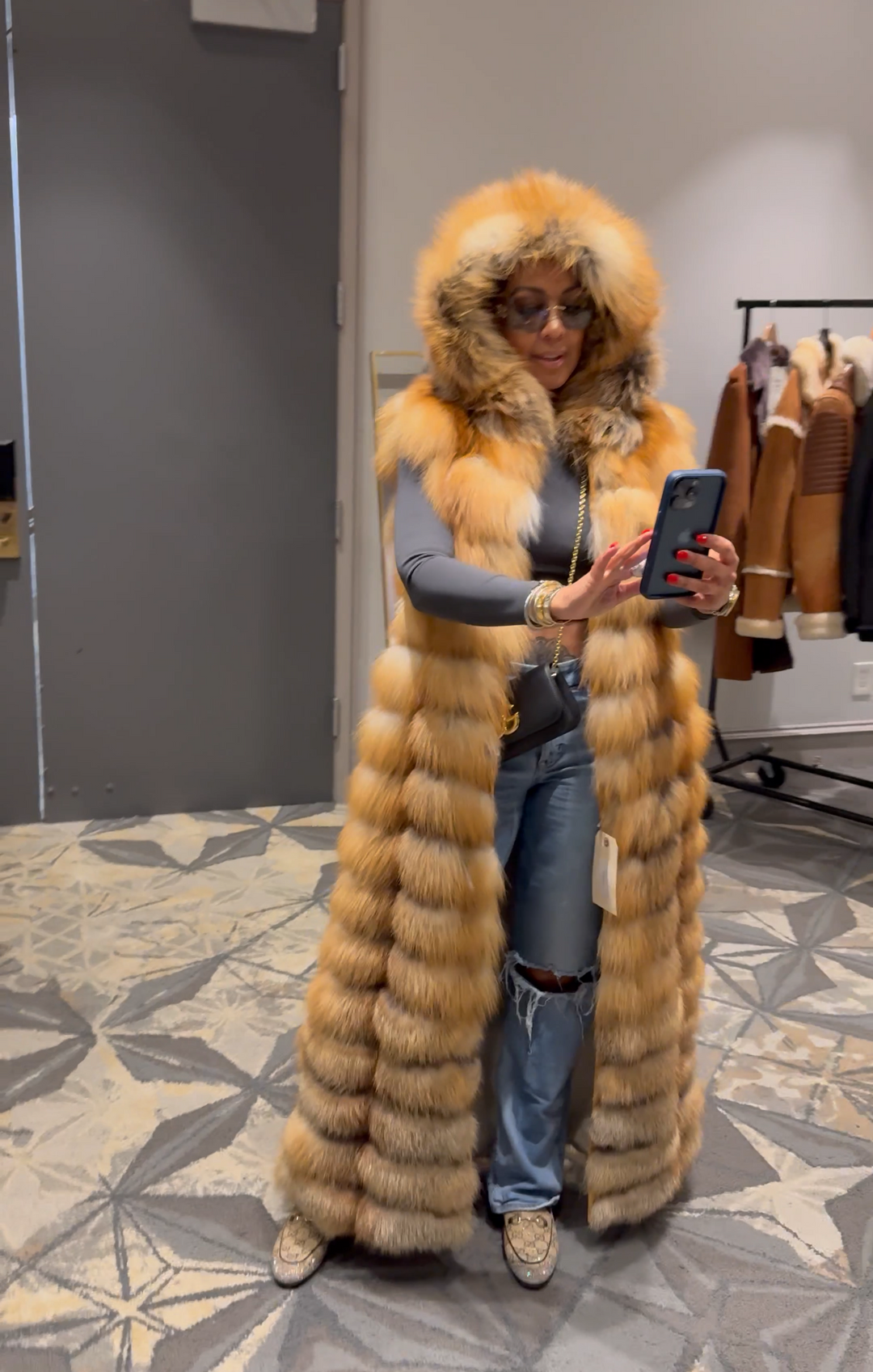 The “Roz-Haven” Red Fox Full Length Vest