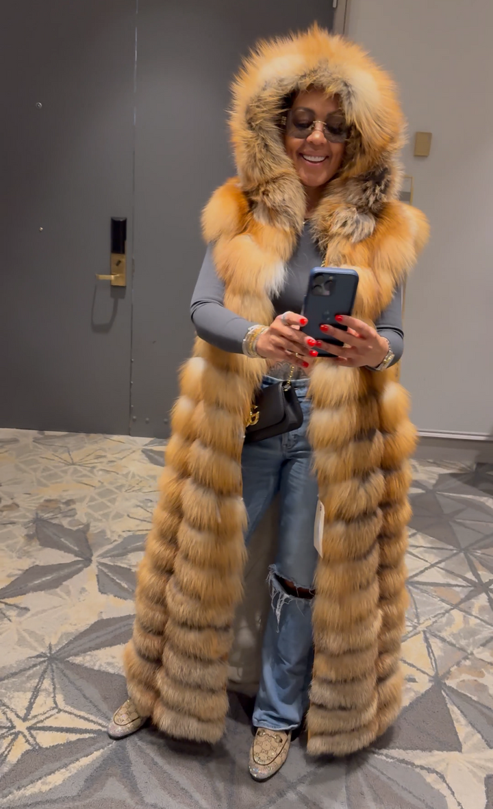 The “Roz-Haven” Red Fox Full Length Vest