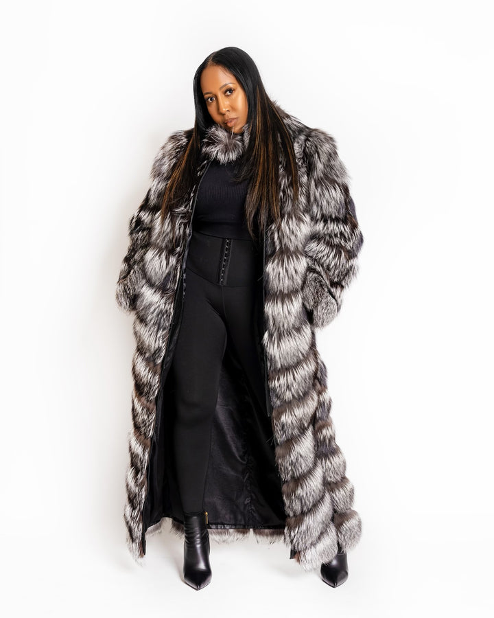 The "Denise" Silver Fox Full Length Coat/Vest *PRE-ORDER"